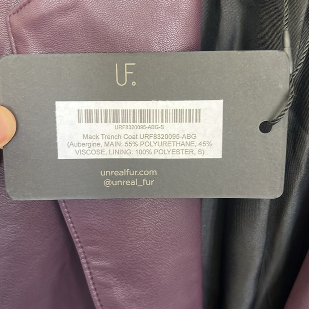 Unreal Fur Mack Structured Trench Coat Size Small NWT Plum Purple - Picture 5 of 6